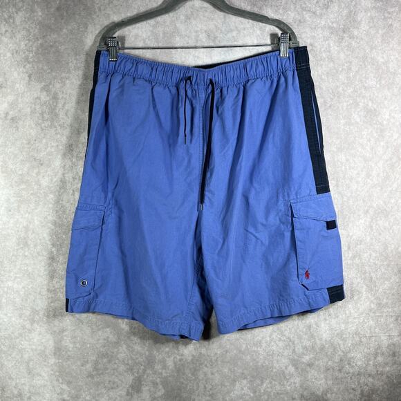 Polo Sport Ralph Lauren Shorts Mens XL Blue Cargo Swim Trunks Mesh Lined Pockets - Picture 1 of 9